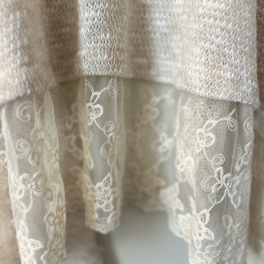 American Rag Cream Cardigan Sweater with Lace Waterfall Design - Picture 5 of 7